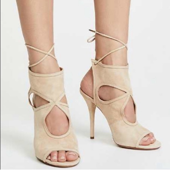 Aquazzura Shoes - Aquazzura Sexy Thing Wrapped Tan Heels + Dustbag